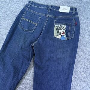 Vintage Y2K SHY GER Women's Embroidered Blue Denim Jeans Graphic Size XL‎